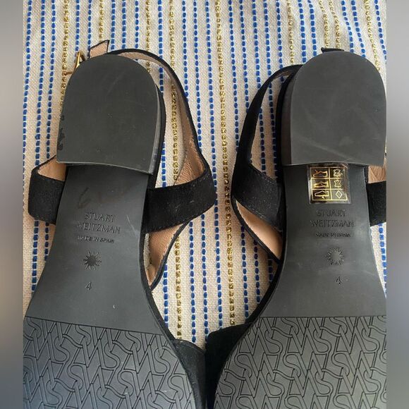 Stuart Weitzman Shalena Black Suede Strappy Sandal Buckle Sz 4 NEW - Picture 11 of 13